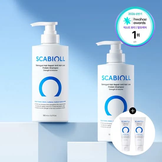 스카비올 탈모증상완화 단백질 샴푸 500mlX2(+증정 70ml 2개)