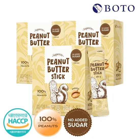 보뚜 100% 짜먹는 땅콩버터 스틱 20g, 14포, 3개
