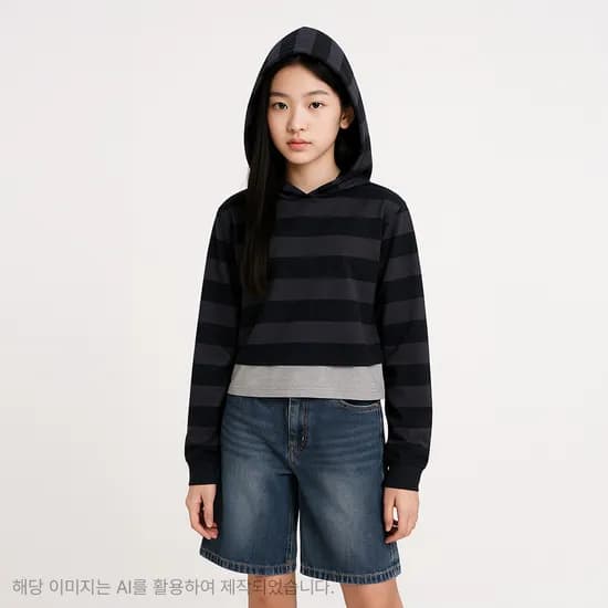 더데이걸 냉감 스트라이프 후드 나시 세트 TGMH25502