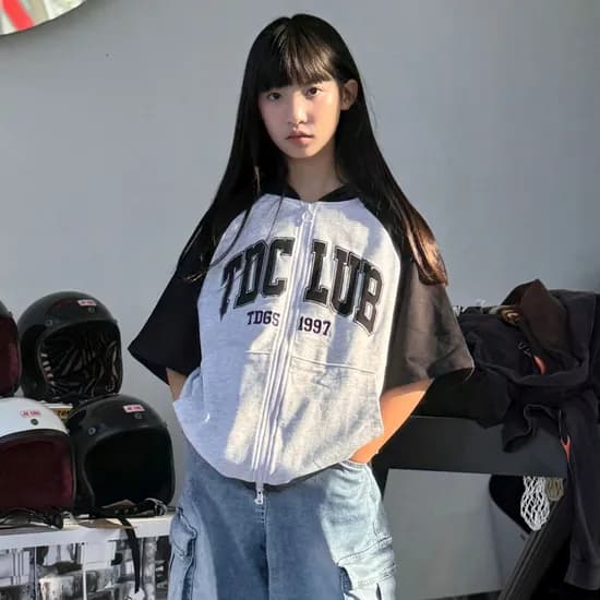더데이걸 레글런 반팔 후드 집업 TGJM25501