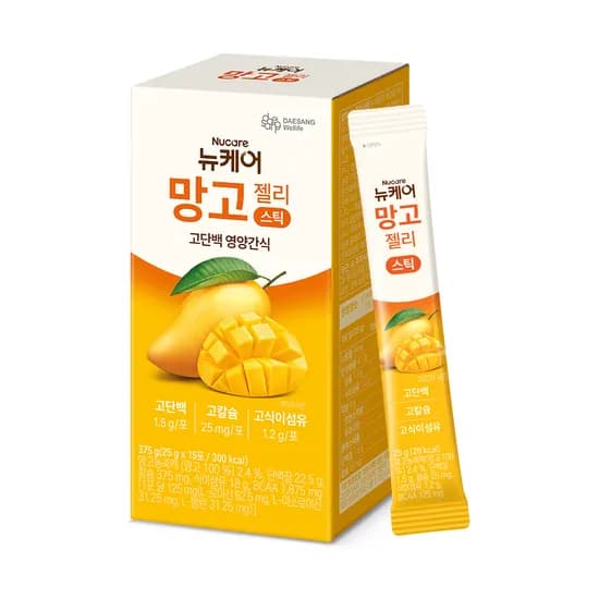 뉴케어 망고 젤리 스틱 고단백 영양간식 25g 15개