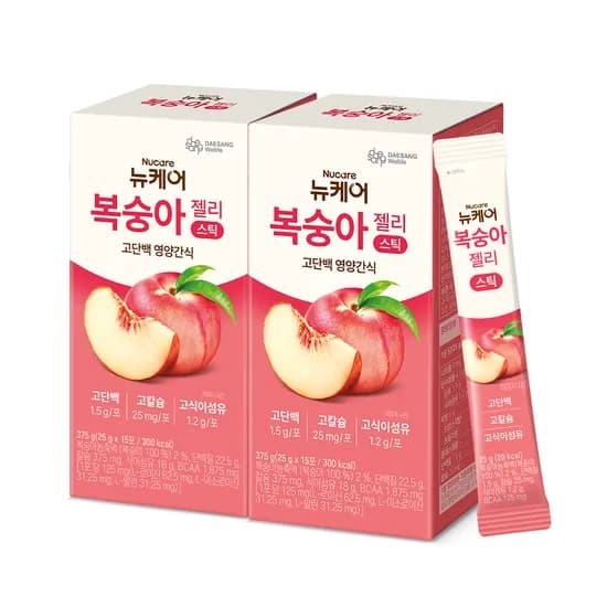 뉴케어 복숭아 젤리 스틱 고단백 영양간식 25g 30개