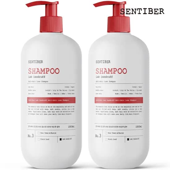 1+1 센티베르 탈모증상완화 비듬샴푸 1000ml 약산성 대용량 두피 쿨링 정수리냄새