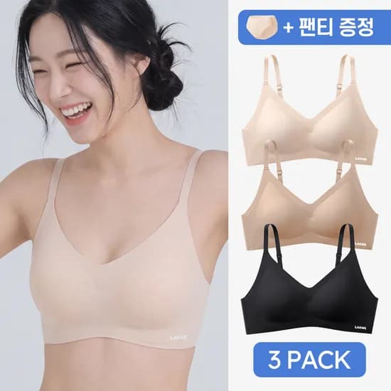 3개세트 데일리 시그니처 심리스브라 노와이어 새가슴 처진가슴 부유방 쿨링 여름 인견 브라
