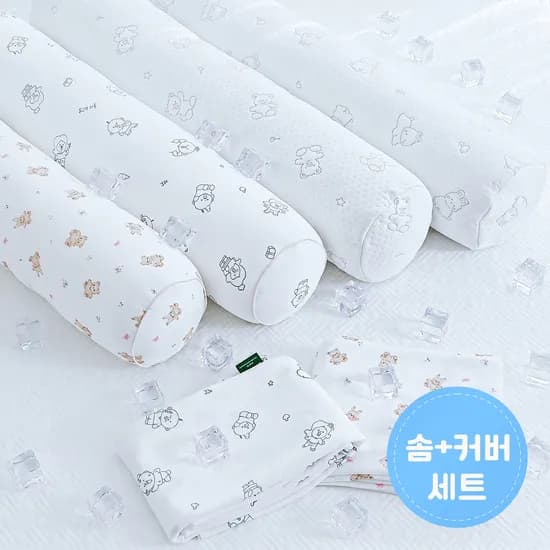닥터웰 냉감 바디필로우 휴비스 듀라론 국산 롱쿠션 여름 긴베개 (솜+커버세트) 곰돌이