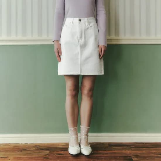 화이트 미니 데님 스커트 WHITE MINI DENIM SKIRT / WHITE