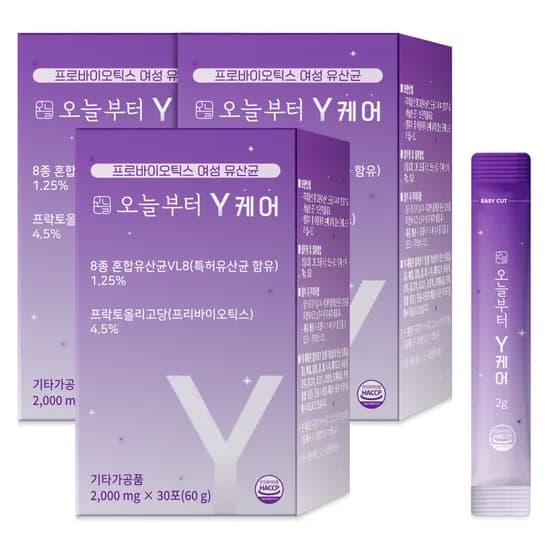 Y케어 질 유산균 프로바이오틱스 유래 장 건강 30포 3개
