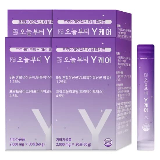 Y케어 질 유산균 프로바이오틱스 유래 장 건강 30포 4개