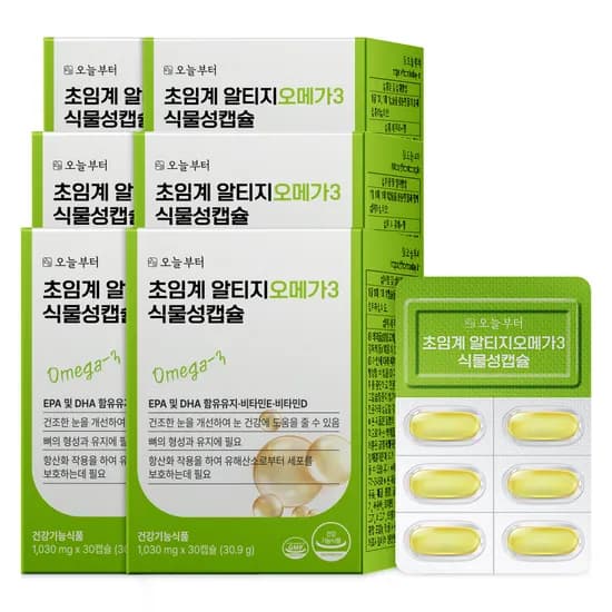 오늘부터 초임계 알티지오메가3 식물성캡슐 rTG 오메가쓰리 30캡슐, 6개