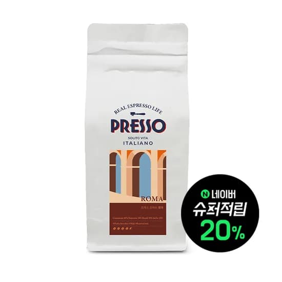 프레소 로마 미디엄 로스팅 홀빈 블렌딩 원두 커피 1kg
