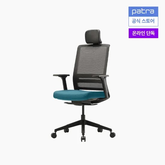 파트라 오크노 컴퓨터 책상 의자 SOKN11PABS BK 블루