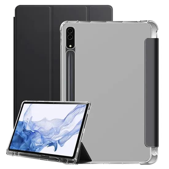 갤럭시탭 S8 플러스 갤럭시탭 S7+ 케이스 투명 S펜 수납 스마트 커버 폴리오 블랙, 탭 S8+/S7+