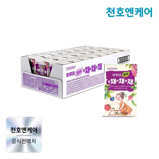 천호엔케어 대용량 하루의 과채 야채 합채 주스 보라, 140ml, 24개