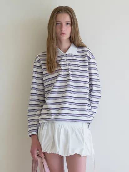 STRIPE RUGBY T-SHIRT_PURPLE