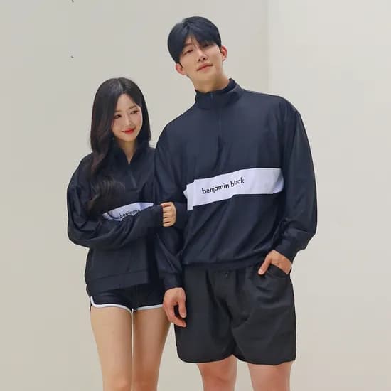크라시앙 자외선차단 특대형 커플 아노락 래쉬가드 긴팔 루즈핏 집업 상하세트