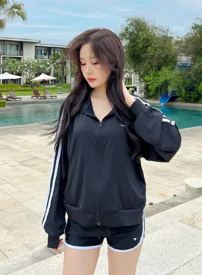 크라시앙 자외선차단 특대형 집업 래쉬가드 오버핏 빅사이즈 긴팔 루즈핏 래쉬가드세트