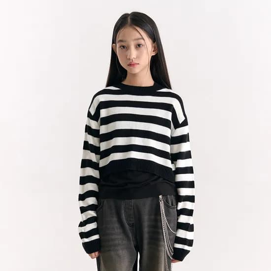 더데이걸 나시 세트 스트라이프 스웨터 TGKA25W03