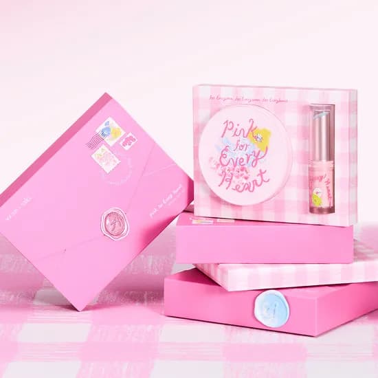 에이지투웨니스 핑크 포 에브리 하트 디오리진 에센스 팩트 핑크 라떼 본품12.5g (SPF50)+립밤 3.5g (SPF15) 2종 세트