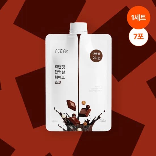 리앤핏 단백질 쉐이크 파우치 6종 초코맛 45g 7개