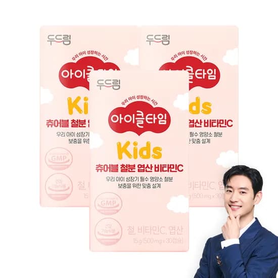 아이클타임 츄어블 철분 엽산 비타민C 30캡슐, 3개