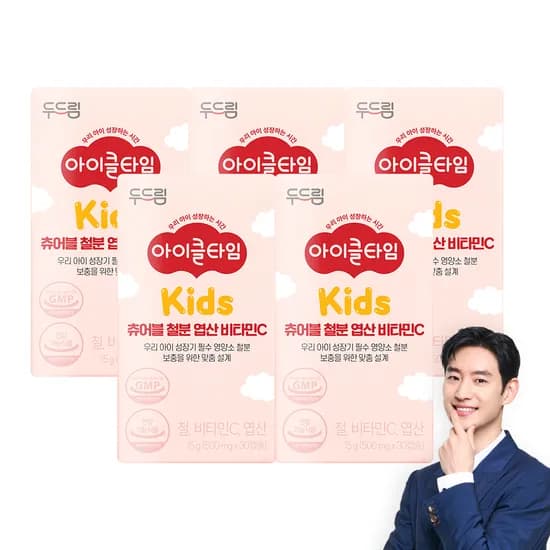 아이클타임 츄어블 철분 엽산 비타민C 30캡슐, 5개