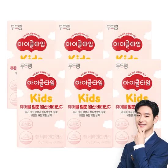 아이클타임 츄어블 철분 엽산 비타민C 30캡슐, 6개