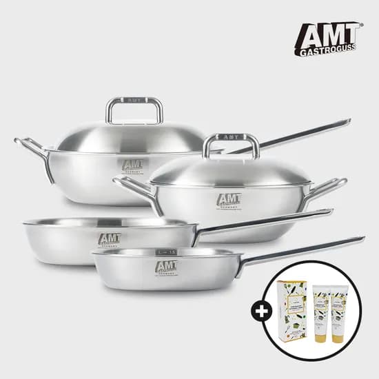AMT 316Ti 통5중 팬&웍 4종세트(소테팬22,26,양수웍22,편수웍28)+사은품 스텐 광약