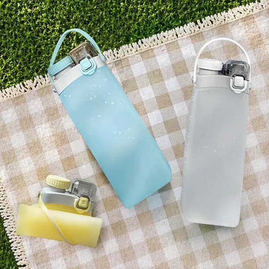 1+1 무디타 플래티넘 실리콘 물통 접이식 롤업 텀블러 물병 600ml 러닝 물통