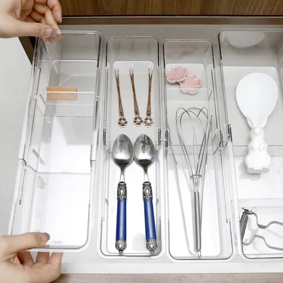 투명 맞춤 길이조절 서랍정리함 칸막이수납함 책상 정리 화장품 수납 트레이 2,900원