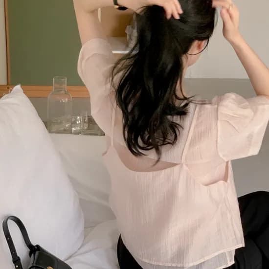 링클 뷔스티에 레이어드 블라우스 bs8373