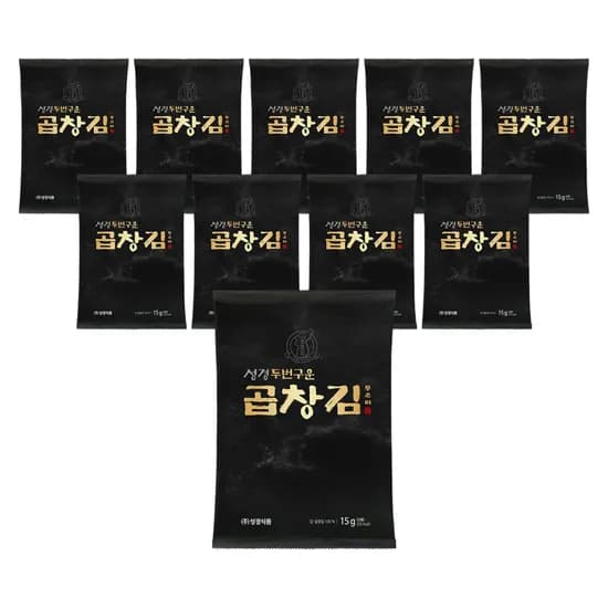 지도표 성경김 두번구운 무조미 곱창김 곱창돌김 전장 구운 맛있는 돌김 15g, 10개