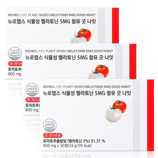 뉴로랩스 식물성 멜라토닌 5MG 함유 굿 나잇 30정, 3개