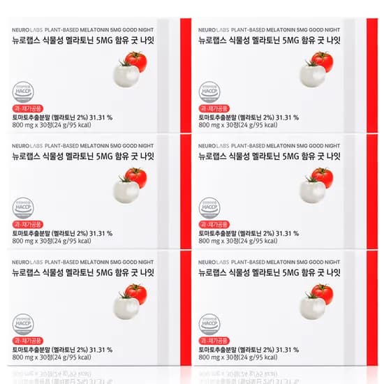 뉴로랩스 식물성 멜라토닌 5MG 함유 굿 나잇 30정, 6개