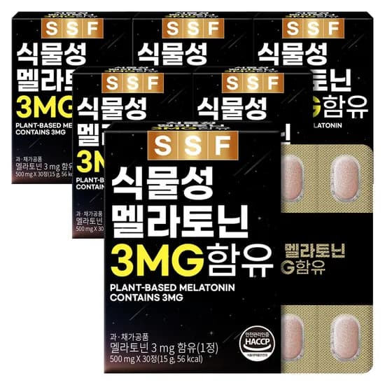 식물성 멜라토닌 3mg함유 6박스 총 180정 500mg 타트체리 캐모마일 레몬밤