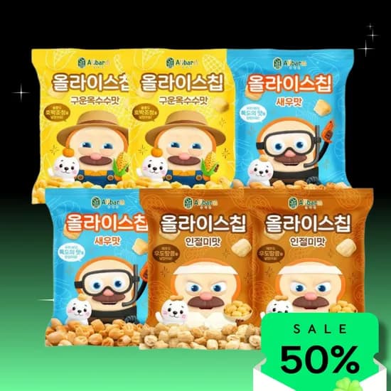 브레드이발소X올바름 올라이스칩 6봉 아기과자