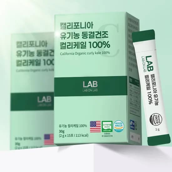 랩온랩 유기농 동결건조 컬리케일 100% 2g 15포 6개
