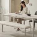 로프트 포세린 세라믹 식탁세트 웜화이트 의자2벤치1, 1200mm, 웜화이트프레임