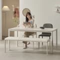 로프트 포세린 세라믹 식탁세트 웜화이트 의자2벤치1, 1800mm, 웜화이트프레임