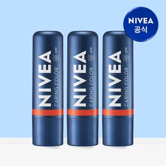 니베아 케어 & 컬러 립밤 4.8g 크림 코랄, 3개