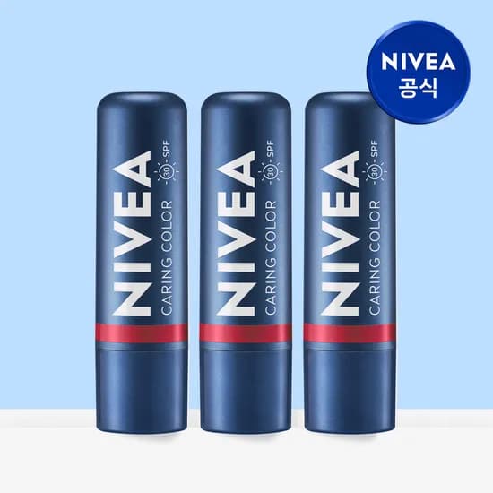 니베아 케어 & 컬러 립밤 4.8g 딥 레드, 3개