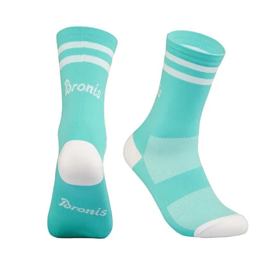 브로니스 클래식 스포츠 자전거 라이딩 사이클링 양말 더블 스트라이프 민트, S2 260-275mm