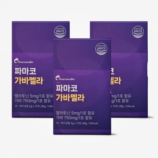 가바멜라 멜라토닌 5mg GABA 750mg 식물성 유산균 발효 15포 3개
