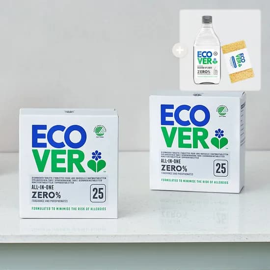 에코버 제로 올인원 식세기세제 무향 25개입 2개+주방세제 450ml