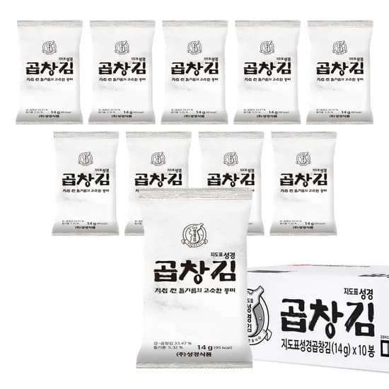 지도표 성경김 곱창김 곱창돌김 도시락 조미 식탁김 14g 10봉