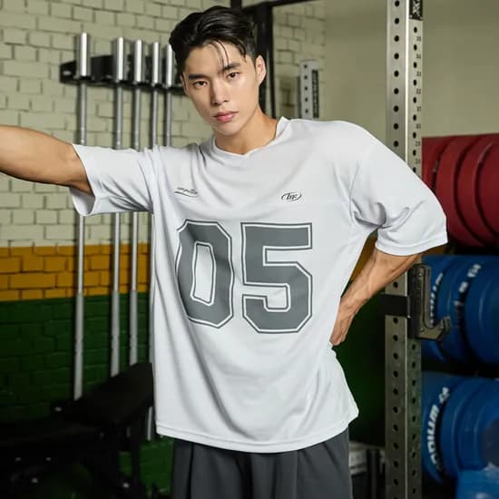 블랙몬스터핏 기능성 럭비 메쉬 오버핏 반팔 티셔츠 헬스 숏슬리브