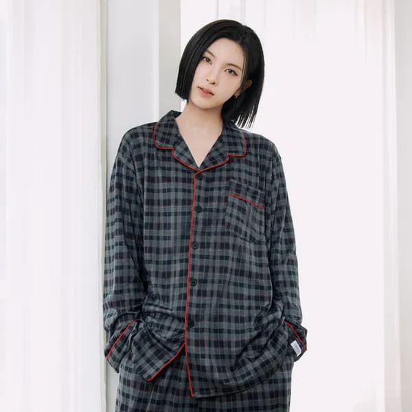 소프킨 그리든 긴팔 파자마 카라 커플 잠옷 세트 홈웨어 남녀공용 29,900원