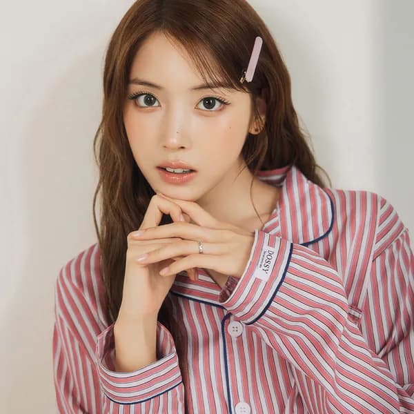 실크핏 피오니 긴팔 파자마 카라 커플 잠옷 세트 홈웨어 남녀공용