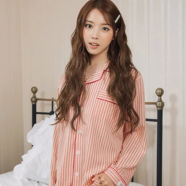 실크핏 러브썸 긴팔 파자마 카라 커플 잠옷 세트 홈웨어 남녀공용 29,900원