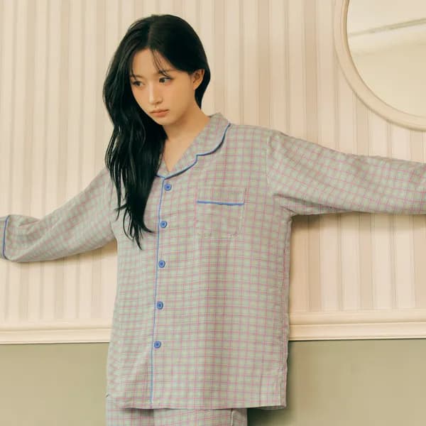 코튼라이크 푸키 긴팔 파자마 남녀공용 커플 잠옷 세트 2PACK 57,900원