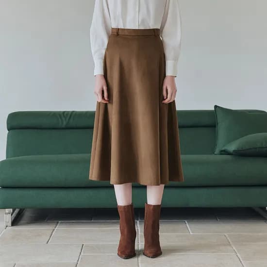 엠버 스웨이드 롱 스커트 AMBER SUEDE LONG SKIRT / BROWN